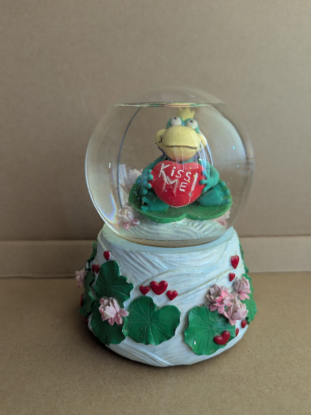 Vintage 1992 San Francisco Music Box Frog Prince Snow Globe Musical Fairy Whimsy